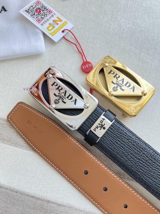 Prada PRADA ️ Belt and beltBuckle, classic pure steel material buckle, top layer cowhide, ph 935l776t - Image 12