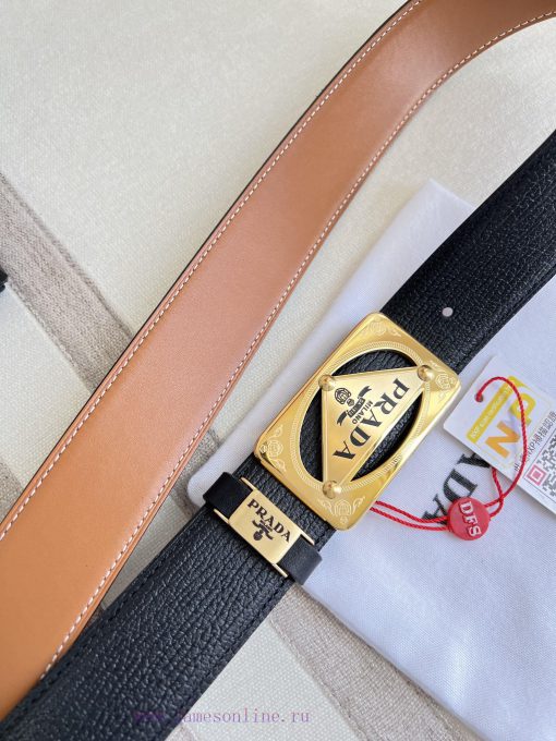 Prada PRADA ️ Belt and beltBuckle, classic pure steel material buckle, top layer cowhide, ph xim1nwz9 - Image 11