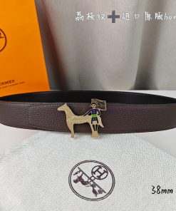 Herm è s Double Headed Sharp Double sided Original Imported Head Layer Leather Coffee Lychee 8c0yc0eh