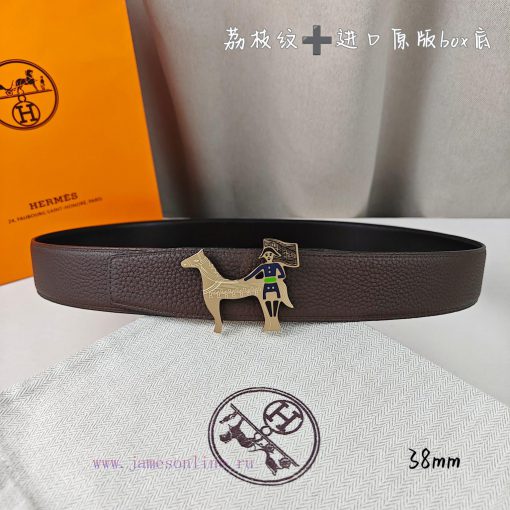 Herm è s Double Headed Sharp Double sided Original Imported Head Layer Leather Coffee Lychee 8c0yc0eh - Image 2