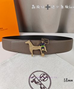Herm è s Double Headed Sharp Double sided Original Imported Head Layer Leather Gray Lychee P 4bm2vq67