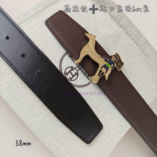 Herm è s Double Headed Sharp Double sided Original Imported Head Layer Leather Coffee Lychee 8c0yc0eh - Image 6