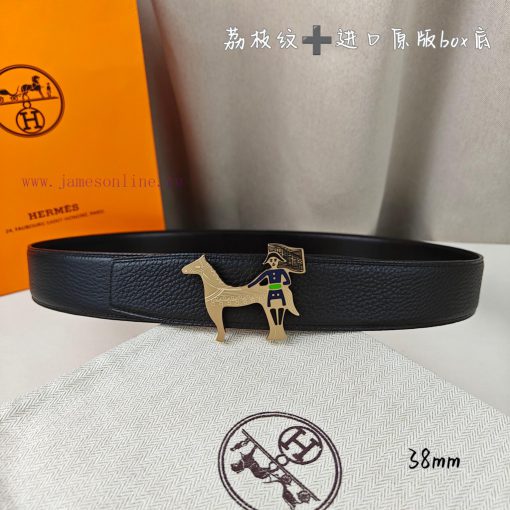 Herm è s Double Headed Sharp Double sided Original Imported Head Layer Leather Black Lychee q0zjk44k - Image 8