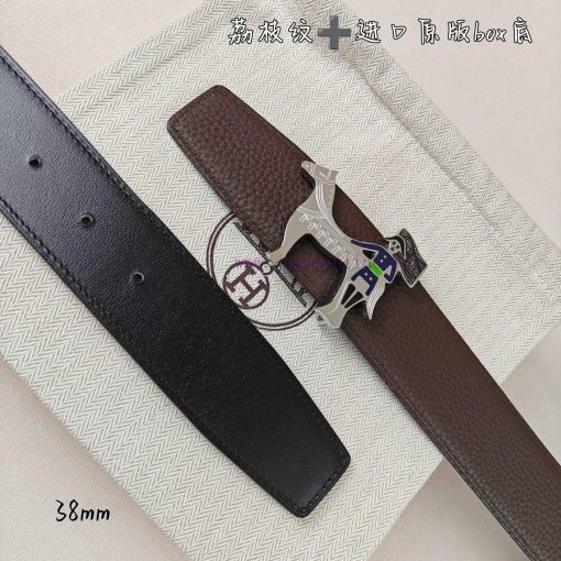 Herm è s Double Headed Sharp Double sided Original Imported Head Layer Leather Coffee Lychee 8c0yc0eh - Image 7