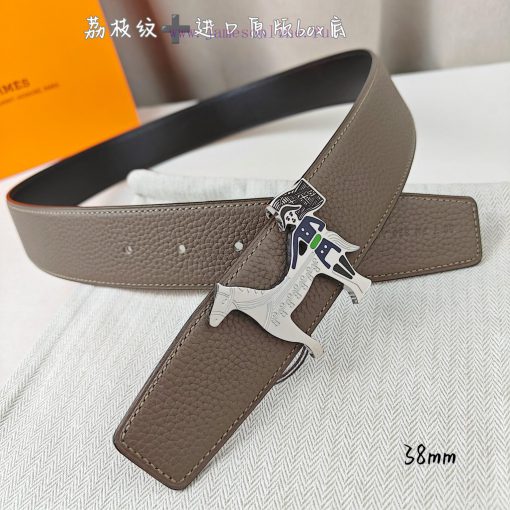 Herm è s Double Headed Sharp Double sided Original Imported Head Layer Leather Gray Lychee P 4bm2vq67 - Image 5