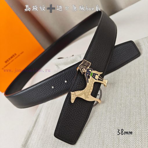 Herm è s Double Headed Sharp Double sided Original Imported Head Layer Leather Black Lychee q0zjk44k - Image 10