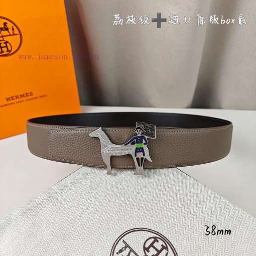 Herm è s Double Headed Sharp Double sided Original Imported Head Layer Leather Gray Lychee P 4bm2vq67 - Image 9