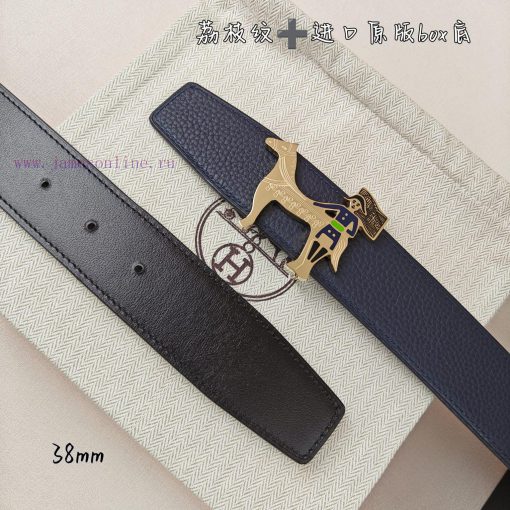 Herm è s Double Headed Sharp Double sided Original Imported Head Layer Leather Deep Blue Lyc 44o4n1e4 - Image 12
