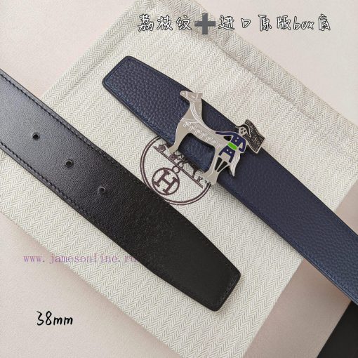 Herm è s Double Headed Sharp Double sided Original Imported Head Layer Leather Deep Blue Lyc 44o4n1e4 - Image 13