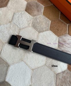 Gold/chrome plated angel metal buckle double-sided leather belt, made in France, 32mm wide&n ory1qtil