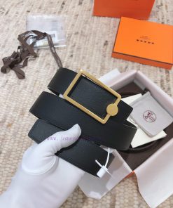 Hermes 3.8cm men's double-sided belt customized with stainless steel electroplating, dual co ek29d9m5