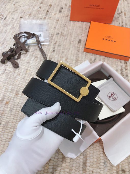 Hermes 3.8cm men's double-sided belt customized with stainless steel electroplating, dual co ek29d9m5