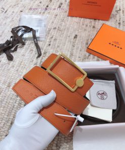 Hermes 3.8cm men's double-sided belt customized with stainless steel electroplating, dual co 9sd9uk5c