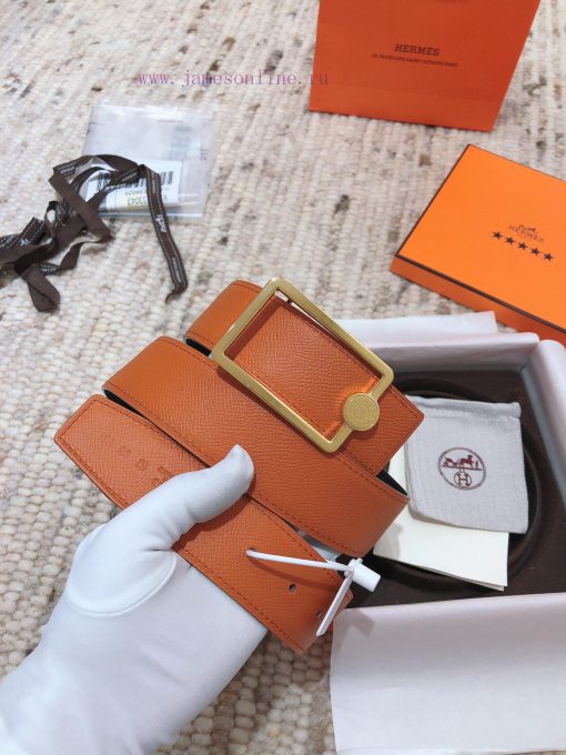 Hermes 3.8cm men's double-sided belt customized with stainless steel electroplating, dual co 9sd9uk5c