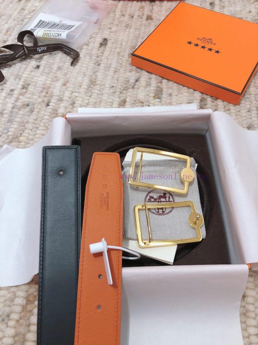 Hermes 3.8cm men's double-sided belt customized with stainless steel electroplating, dual co 9sd9uk5c - Image 9