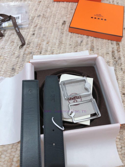 Hermes 3.8cm men's double-sided belt customized with stainless steel electroplating, dual co ek29d9m5 - Image 17