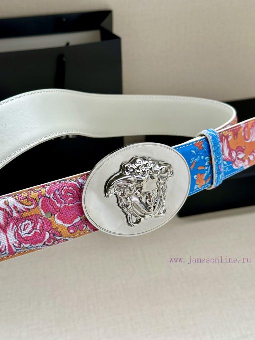 3.8cm wide Versace belt with three-dimensional La Medusa double-sided buckle, decorated with grsgtd9j - Image 3