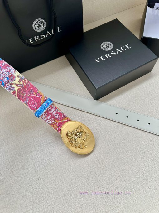 3.8cm wide Versace belt with three-dimensional La Medusa double-sided buckle, decorated with grsgtd9j - Image 8