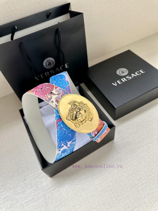 3.8cm wide Versace belt with three-dimensional La Medusa double-sided buckle, decorated with grsgtd9j - Image 9