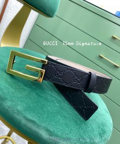 GUCCI imported cowhide 3.5cm width double-sided dual-purpose interlocking double G buckle be ctorhd0o