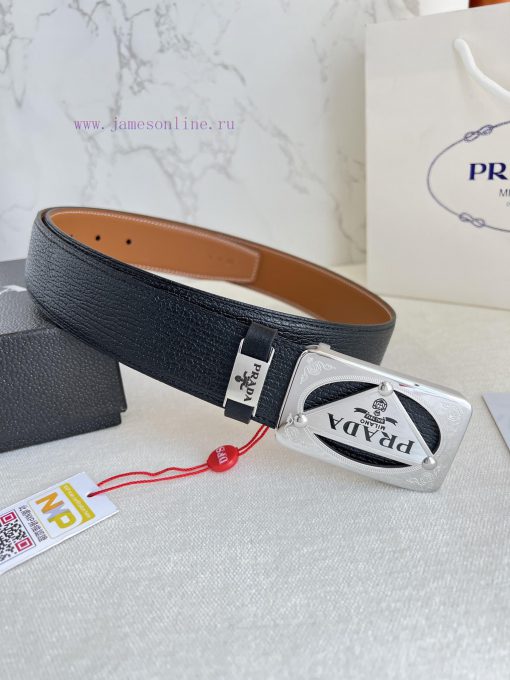 Prada PRADA ️ Belt and beltBuckle, classic pure steel material buckle, top layer cowhide, ph scc0k62i