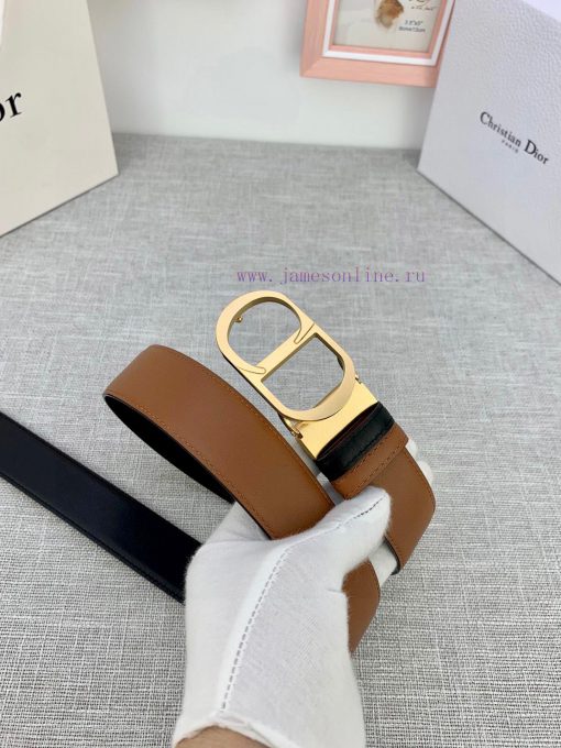 3.5cm width Dior grain textured cowhide "CD" belt, paired with CD buckle, plain grain textur ak3zycee - Image 3