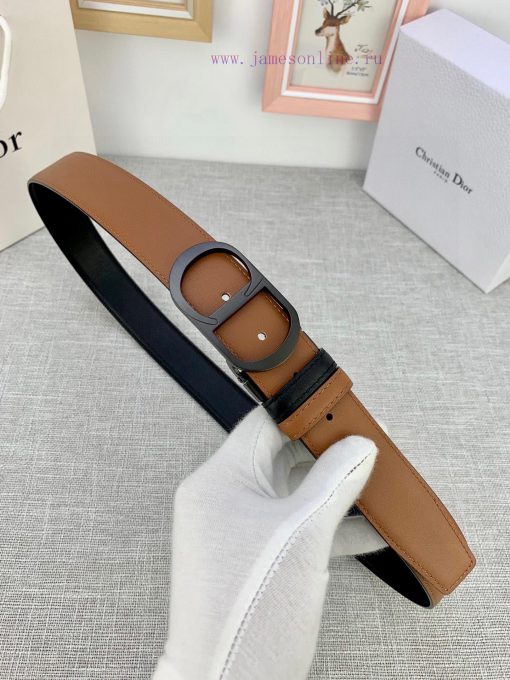 3.5cm width Dior grain textured cowhide "CD" belt, paired with CD buckle, plain grain textur ak3zycee - Image 6