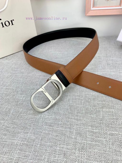 3.5cm width Dior grain textured cowhide "CD" belt, paired with CD buckle, plain grain textur ak3zycee - Image 8