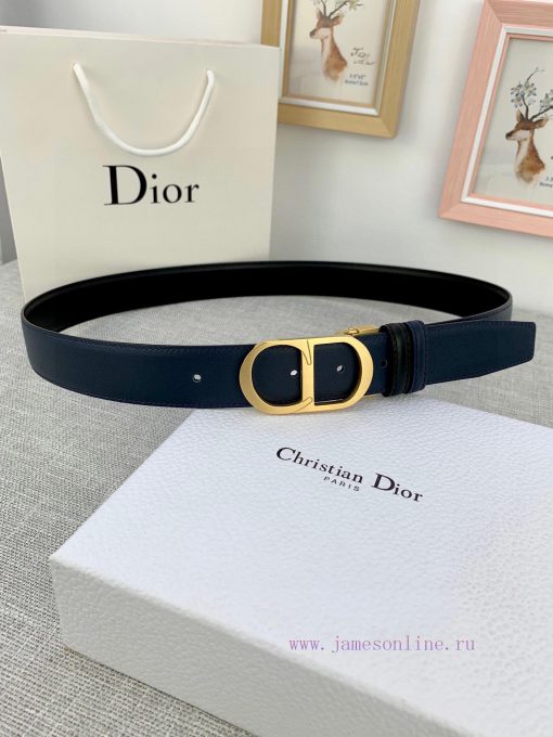 3.5cm width Dior grain textured cowhide "CD" belt, paired with CD buckle, plain grain textur h2xta0t8 - Image 11
