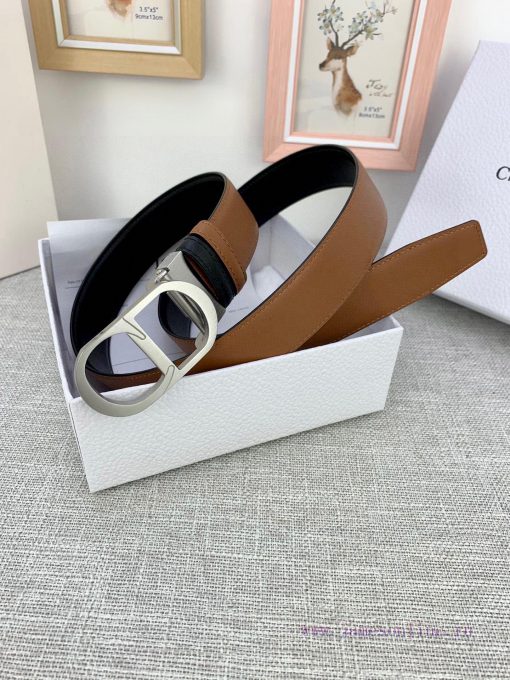 3.5cm width Dior grain textured cowhide "CD" belt, paired with CD buckle, plain grain textur ak3zycee - Image 18