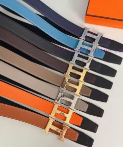 Hermes 38mm stainless steel belt paired with Togo leather, available on both sides 38xrbgov