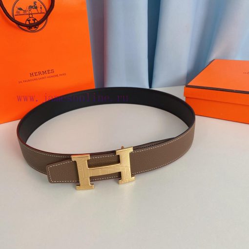 Hermes 38mm stainless steel belt paired with Togo leather, available on both sides nbqd8z7t - Image 2