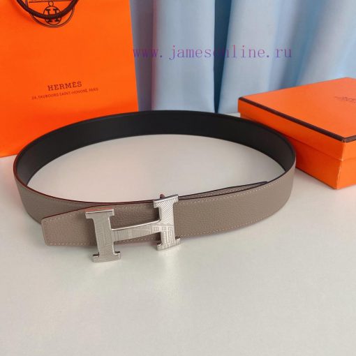 Hermes 38mm stainless steel belt paired with Togo leather, available on both sides d70c9irp - Image 2