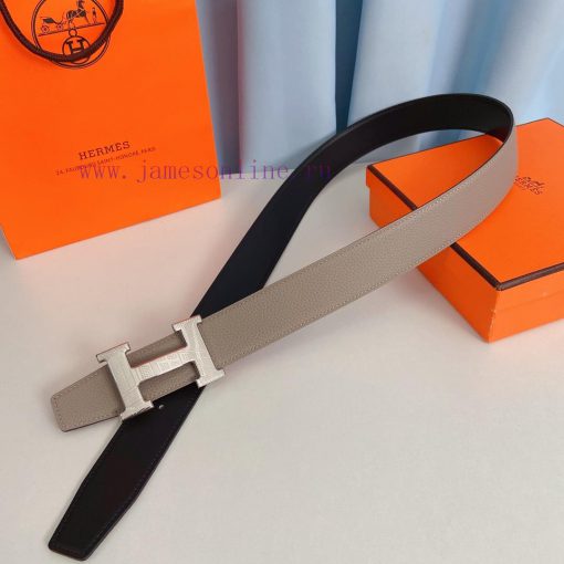 Hermes 38mm stainless steel belt paired with Togo leather, available on both sides d70c9irp - Image 3