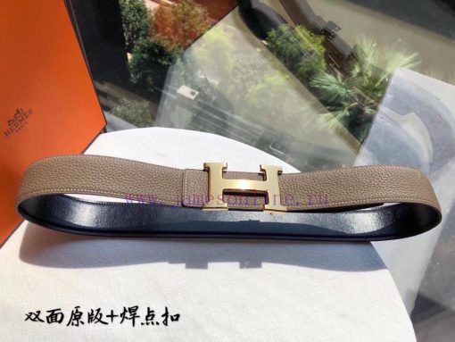 Hermes HermesMen's double-sided original leather waist belt 38mm, paired with stainless stee 43ptydcy