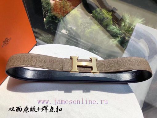 Hermes HermesMen's double-sided original leather waist belt 38mm, paired with stainless stee 43ptydcy - Image 2
