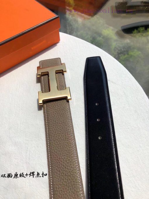 Hermes HermesMen's double-sided original leather waist belt 38mm, paired with stainless stee 43ptydcy - Image 5