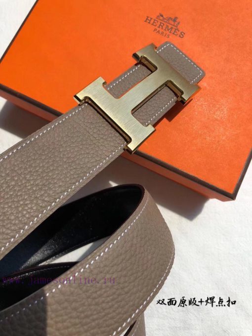 Hermes HermesMen's double-sided original leather waist belt 38mm, paired with stainless stee 43ptydcy - Image 7