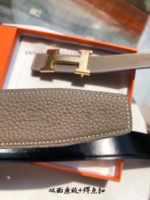 Hermes HermesMen's double-sided original leather waist belt 38mm, paired with stainless stee 43ptydcy - Image 9