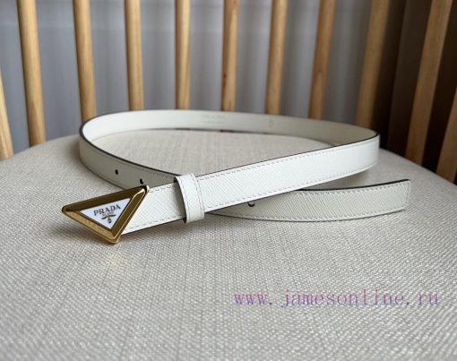 PRADA's belt design is simple yet exquisite. The metal buckle presents the iconic triangular tdbsl99s - Image 5