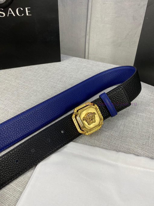 P Width 4.0cm Versace Two Sided Lychee Pattern Belt with Iconic Versace Medusa Head Buckle, lggv9scc - Image 4