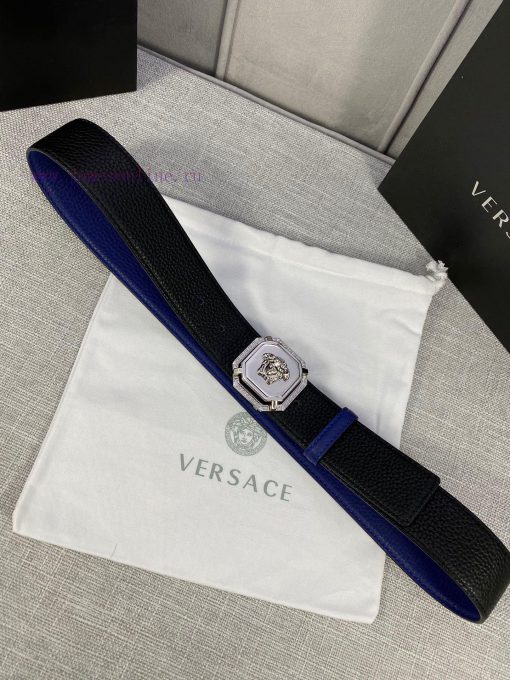 P Width 4.0cm Versace Two Sided Lychee Pattern Belt with Iconic Versace Medusa Head Buckle, lggv9scc - Image 6