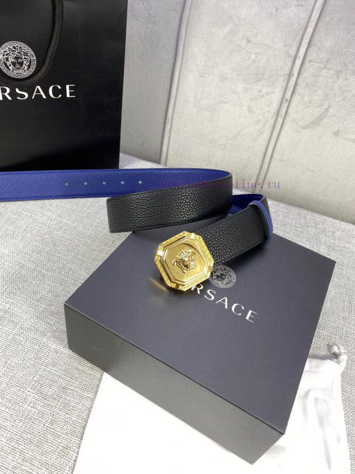 P Width 4.0cm Versace Two Sided Lychee Pattern Belt with Iconic Versace Medusa Head Buckle, lggv9scc - Image 10
