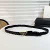 PRADA's magnificent leather belt exudes a simple and exquisite elegance, weaving a classic l 3g8fe45r