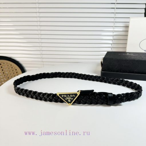 PRADA's magnificent leather belt exudes a simple and exquisite elegance, weaving a classic l 3g8fe45r - Image 2