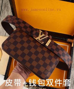 LV. Yiluweideng two-piece setWooden box, belt+wallet, two-piece setGrade: Italian imported 1 qucjv799
