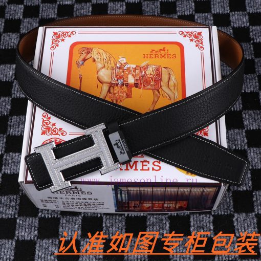Men's belt HermesMen's leather belt is made of 100% head layer cowhide, ensuring that the 24 0bx7not0 - Image 5
