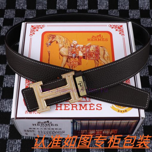 Men's belt HermesMen's leather belt is made of 100% head layer cowhide, ensuring that the 24 0bx7not0 - Image 6