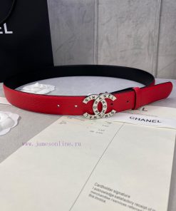 Width 3.0cm Chanel Lychee patterned cowhide with gold and silver steel buckle support 7pd6spar