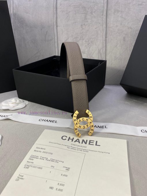 Width 3.0cm Chanel Lychee patterned cowhide with gold and silver steel buckle support nizwxolb - Image 3